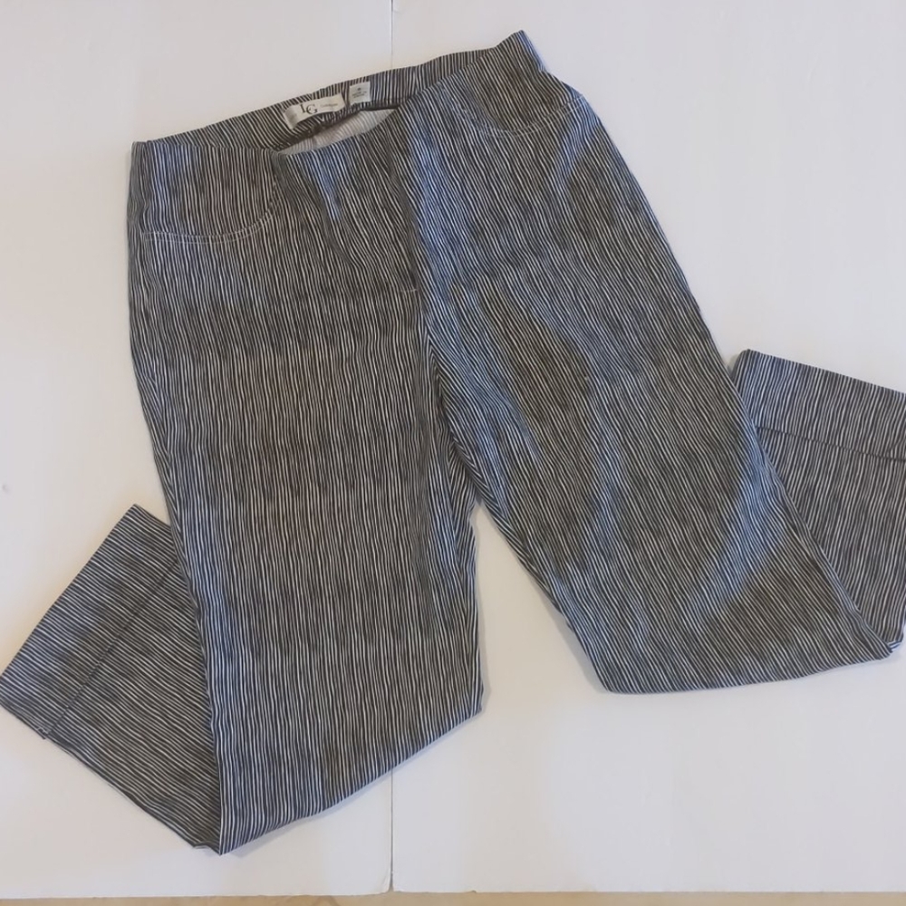 Lena Gabrielle Navy/White Striped Crop Pants 6
